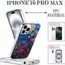 for iPhone 16 Pro Max Case, Stained Glass Case, Aesthetic Clear Cases, Scratch Resistant Shockproof Cover, Mosaic Print Phone Cases, Cosmic Garden Phone CoverB149