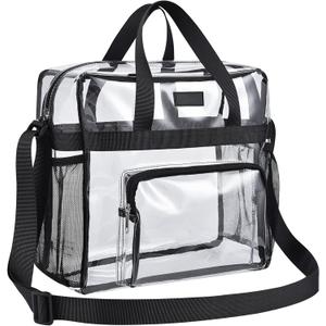Bagenius Clear Bag Stadium Approved, 12x6x12 Clear bag for Stadium Events, Women's Top-Handle Bags for Concert Festival Work (Black)