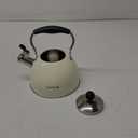 Tea Kettle, 2 Quart Stainless Steel Whistling Tea Kettle, Stovetop Whistling Teakettle Tea Pots for Stove Top with Ergonomic Folding Handle, Small Teapot, Water boiler for Tea, Coffee (White)