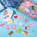 Lyrow 72 Pcs Summer Iron on Patches Hawaii Beach Embroidered Patches Cute Sea Animal Sew on Applique Decorative for Trucker Hat Backpacks Clothes, 36 Styles