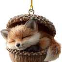 5PCS Forest Animal Acorn Ornaments Cozy Forest Christmas Ornaments, Woodland Creature Hanging Ornament, Pine Cone Animal Decoration, Acrylic Hanging Ornament Home Party Dcor (2D Flat)