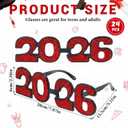 Relaxweex 24 Pcs 2026 Graduation Glasses 2026 Plastic Eyeglasses Glitter Frames Glasses for Graduation Party Favor (Red)