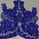 Handmade red/Blue/Gold/Green Rhinestones lace Bodice Applique Sewing Beads Crystal Trim Patches Accessory for Dress Clothes (Blue)