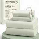 LANE LINEN Bedsheets California King Size Bed - 4Pc 100% Organic Cotton Cal King Bed Sheet Set, Soft Cooling Sheets, 15" Deep Pocket Cal King Sheets, Oeko Tex Certified - Mineral
