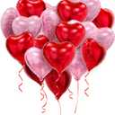 Pink Red Heart Balloons - 20 Pcs 18 Inch Valentine's Day Heart Shaped Foil Balloons for Valentines Day Decor Galentines Day Decorations Engagement Wedding Birthday Party Supplies