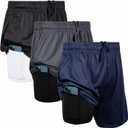 Ultra Performance 3 Pack Mens 2 in 1 Athletic Running Shorts 7 inch Inseam Workout Gym Compression Shorts for Men (Large, Navy/Black, Black/White, Char/Black)