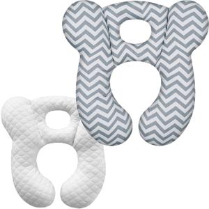 Baby Travel Pillow, Upgrade U-Shape Infant Pillow for Car Seat Pushchair and Stroller, Soft Comfortable Sleep Cushion for Kids Newborn and Toddler -Wave Gray