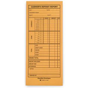 Guardian Cashier Deposit Report Envelopes - Made in America with Gummed Flaps, Pack of 500 Cash Drop Envelopes Cash Register for Small Businesses, Retailers & Restaurants Brown Kraft Envelope
