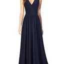 WOOSEA Women Sleeveless Deep V Neck Sexy Mesh Loose Maxi Casual Long Dress Navy Blue, XXL