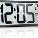 16" Large Digital Wall Clock Battery Operated with Big Display Numbers, Temperature and Date, Auto DST and Alarm, for Office, Classroom, Gym, Bedroom, Living Room