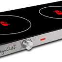 MegaChef Ceramic Infrared Double Cooktop, 25 Inch, Black