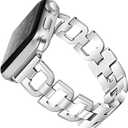 Compatible with Apple Watch Band 38mm 40mm 41mm 42mm 44mm 45mm 46mm 49mm, Women Strap For iwatch Series 11 10 9 8 7 6 5 4 3 2 1 SE SE2,D-Shape (Silver)