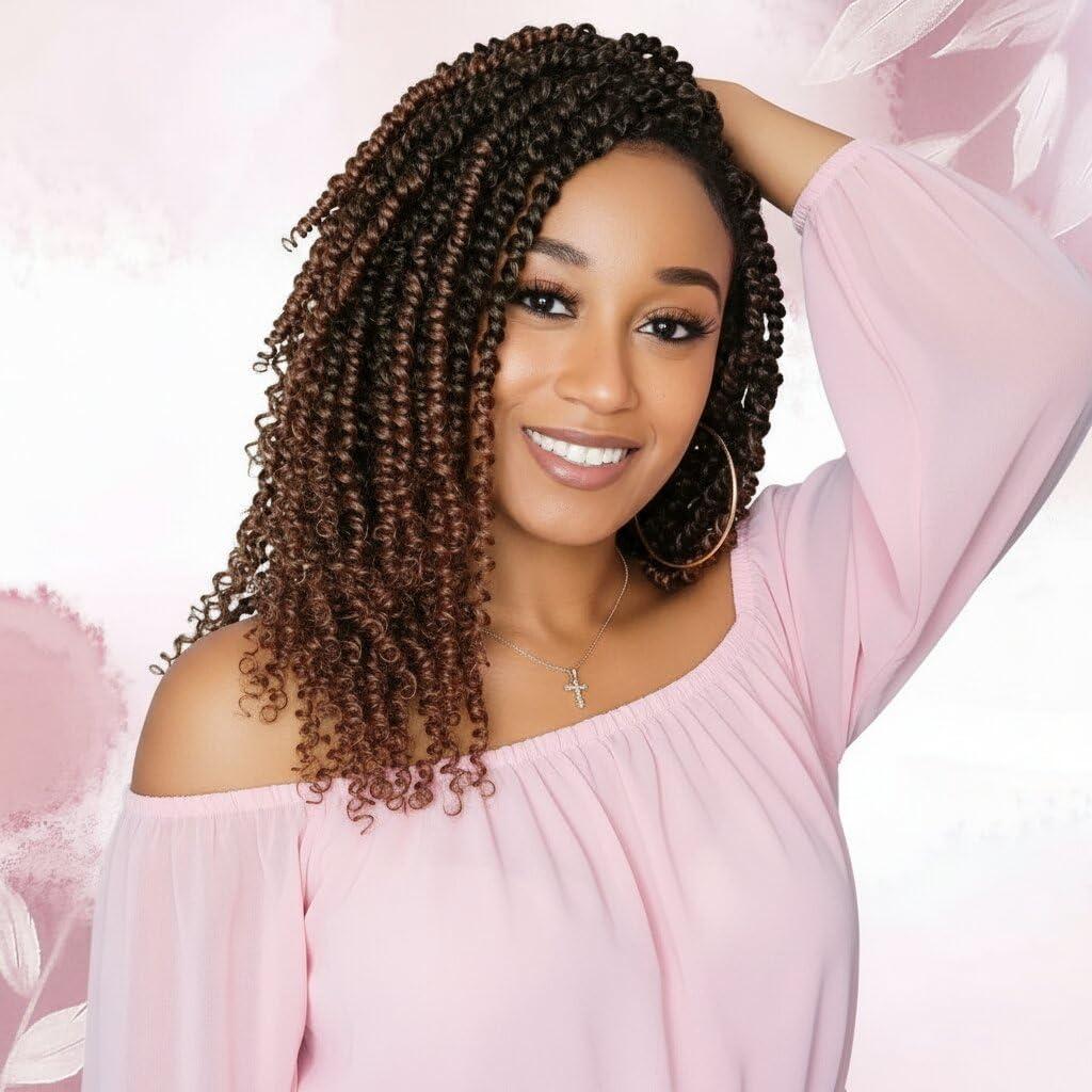 Fulcrum Passion Twist Crochet Hair 12 Inch, 9 Packs Pre Looped Passion Twist Hair, Pre-Twisted Passion Twist Crochet Hair For Black Women (12Inch (Pack of 9), T30#)