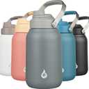 BJPKPK Half Gallon Insulated Water Bottles, 64oz Water Jug with Metal Handle & BPA Free Spout Lid, Dishwasher Safe Thermos, Large Stainless Steel Gym Sport Jugs, Grey (Gray)