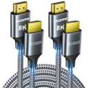 ARISKEEN 8K HDMI Cable 12FT 2-Pack, 48Gbps High Speed HDMI 2.1 Cable, 8K 60Hz, 4K 120Hz 144Hz Support for HDR 10, HDCP 2.2 2.3, eARC, DTS:X, Braided HDMI Cord Compatible with Laptop/HDTV - 12 Feet