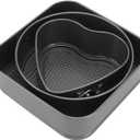 ZJchao Baking Pans Set, Cheesecake Pan 3Pcs Cake Pan Set, Carbon Steel Baking Pan, Round Heart Square Shape Bakeware Set Heart Shaped Cake Pans with Springform Buckle for Cheesecake, (22/24/26)