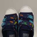 EUXTERPA Kids Toddler Sneakers Boys Canvas Shoes Walking Sneaker with Easy Fasten Strap, Navy Dinosaur, Toddler Size 8