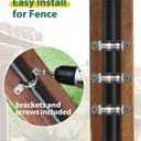 String Light Poles, 12.6 FT Light Poles for Outside Patio, Outdoor Deck Lighting Poles with Brackets for Fence and Base for Wood Concrete Mount, Heavy Duty Metal Stand Hanging Garden Party Decoration