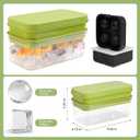 Ice Cube Tray SET, 64 Cube Ice Maker Tray With Easy Press Lid & Large Silicone Molds for Ice Cubes and Spheres (Black) (Green-Black)