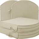 Outdoor Chair Cushions, D Shaped, Set of 4, 18.5 x 16 Inch, Beige | Fade-Resistant, Water-Resistant, Patio Furniture Seat Chair Pads Replacement, Non-Slip Bottom with Ties, Removable Cover, Beige, 18.5" x 16" 4 Pack