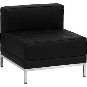 Flash Furniture HERCULES Imagination Series Contemporary Black LeatherSoft Middle Chair, Set of 1