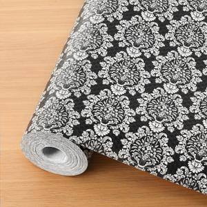 Cooyes Shelf and Drawer Liners for Kitchen Cabinets, Non-Adhesive Cabinet Liners, EVA Waterproof Durable Shelf Paper for Refrigerator, Shelves, Cupboard with European Pattern, Easy to Cut (11.8"W x 118"L, White Black)