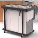 230L (60 Gal) Extra Large Fashion Laundry Sorter 3 Section with Lid, Rolling Laundry Basket Hamper with Handle, Laundry Organizer Storage Cart with Sturdy Metal Frame for Laundry Room, Hotel, White