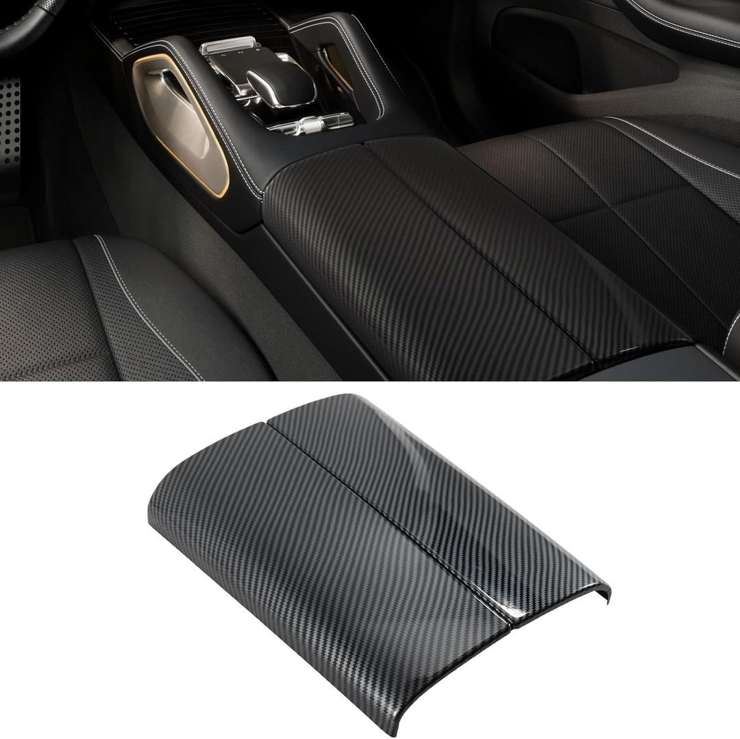 Center Console Armrest Box Protector Cover Trim for Benz GLS X167 GLE W167 GLE53 C167 450 350 63 53 AMG 2020-2025 Carbon Fiber Pattern