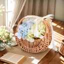 2 PCS Wicker Rattan Flower Baskets Small Half Moon Wicker Basket with Handle and Ribbons Wedding Flower Girl Straw Basket Willow Woven Storage for Wedding Party Decor(Brown) (2)
