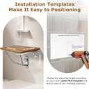 24" Wall Mounted Folding Shower Seat with Stainless Steel Bracket, Structural Stability, 500 lb Capacity, Space-Saving, Teak Shower Bench for Elderly, Disabled, Pregnant Women, Kids
