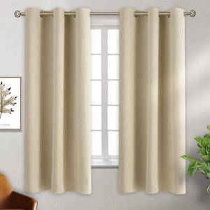 BGment Room Darkening Curtains 63 Inches Long - Grommet Thermal Insulated Drapes Window Treatment Curtains for Bedroom, 2 Panels, 38 x 63 Inch, Beige