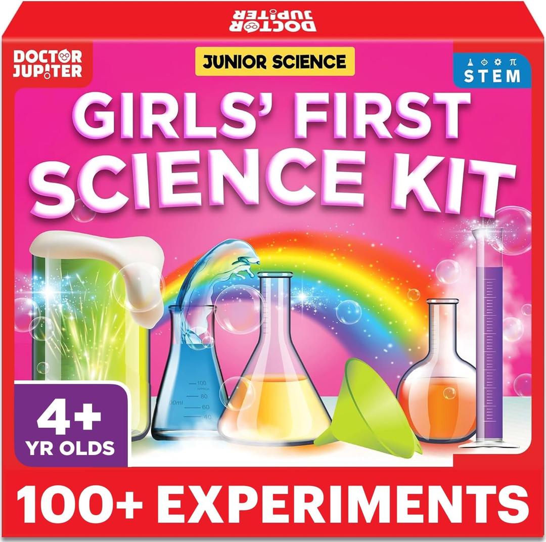 Doctor Jupiter Girls' First Science Kit for Kids Ages 4-5-6-7-8 | Birthday Gift Ideas for 4+ Year Old Girls | STEM Toy Kit with 100+ Experiments | Learning & Educational Projects