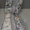 4x6 Vintage Area Rug for Bedroom Living Room, Washable Indoor Rug Non Slip, Thin Throw Floral Floor Low Pile Distressed Carpet for Bathroom Office Laundry Kitchen (Blue/Orange)