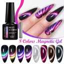 MEET ACROSS 8pcs Cat Eye Gel Nail Polish Set,Soak off UV LED Lamp Gel Nail Polish Cat Eye Gel Set (SET-4, 8pcs) (2 Fl Oz (Pack of 1))