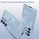 AIGOMARA Magnetic Case for Samsung Galaxy S24 Ultra [Wireless Charging Compatible] Heart Design Soft TPU Electroplated Phone Cover Anti-Scratch Shockproof Case for Women - Blue