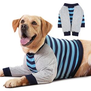 FUAMEY Dog Recovery Sleeve with Elbow Protector,Dogs Shirt Stop Licking Joints,Pet Long Sleeve Suit Protecting Dog's Front Leg Arm Wounds Cover Skin Conditions Blue Stripes 3XL