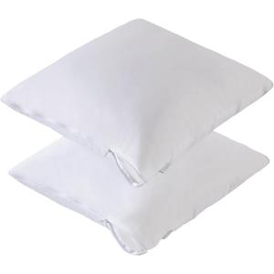 Waterproof Feather Proof Pillow Protectors with Zipper 18x18 Pack of 2 Soft Bamboo Viscose Jersey Zippered Square Pillow Covers for Throw Pillow (White(smooth Surface))