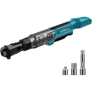 ACROPOW 3/8" Cordless Ratchet Wrench, Compatible with Makita 18V Battery, 74Ft-Lbs Brushless Motor Electric Ratchet with Variable Speed, 1/2" & 1/4" Adapters, 3" Extension Bar (Tool Only)