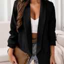 PRETTYGARDEN Womens Casual Blazer 2025 Spring Fall Fashion Long Sleeve Open Front Work Office Suit Jackets (Black, XXL)