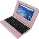 CHIBBS Portable Kids Laptop Computer, 7" Inch IPS Screen Mini Laptop Powered by Android 13.0, Quad Core, 2gb Ram + 32gb ROM, 2* USB, Camera, Bluetooth, Wi-Fi- Pink