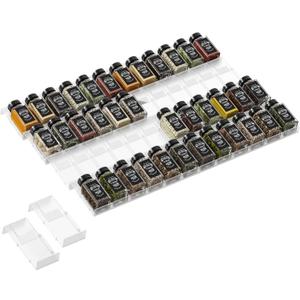 Famhap Spice Drawer Organizer, 48PCS Interlocking Expandable Seasoning Rack Tray Insert for Kitchen Drawers, Spice Rack Drawer for Spice Jars (Transparent)