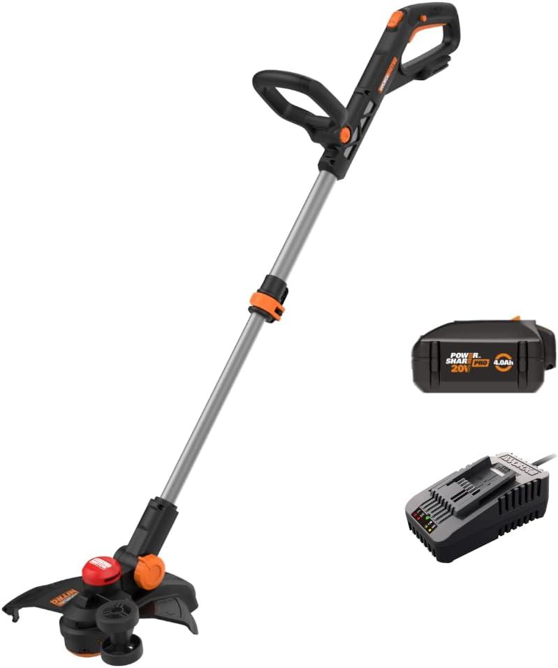 WORX 3 in 1 Cordless String Trimmer/Lawn Edger/Mini Mower, 13" Electric Weed Wacker with Command Feed, 20V Weed Eater with Brushless Motor, 4.0 Ah Battery & Charger Included, WG173