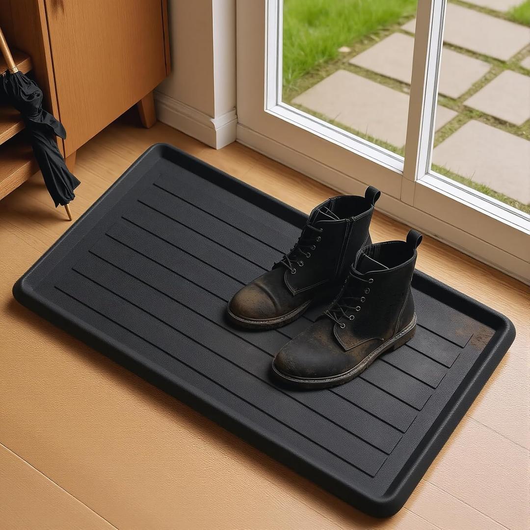 HIYARD Rubber Boot Tray for Entryway, Multipurpose Boot Mat, Shoe Tray, Shoe Mat for Indoor and Outdoor, 16x27.5, Black