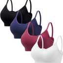 Angelhood Sports Cami Bras Pack for Women - Basic V-Neck Padded Seamless Bras with No Underwire