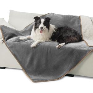 Bedsure Waterproof Dog Blankets for Extra Large Dogs - XL Cat Blanket Washable for Couch Protection, Sherpa Fleece Puppy Blanket, Soft Plush Reversible Throw Furniture Protector, 50x60, Grey