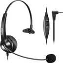 Phone Headset with Microphone Noise Cancelling & Volume Controls, 2.5mm Office Telephone Headphone for VTech Panasonic KX-TGE633M TGF352N Cisco SPA504G 508G AT&T ML17929 RCA Cordless Landline Phones (Black)