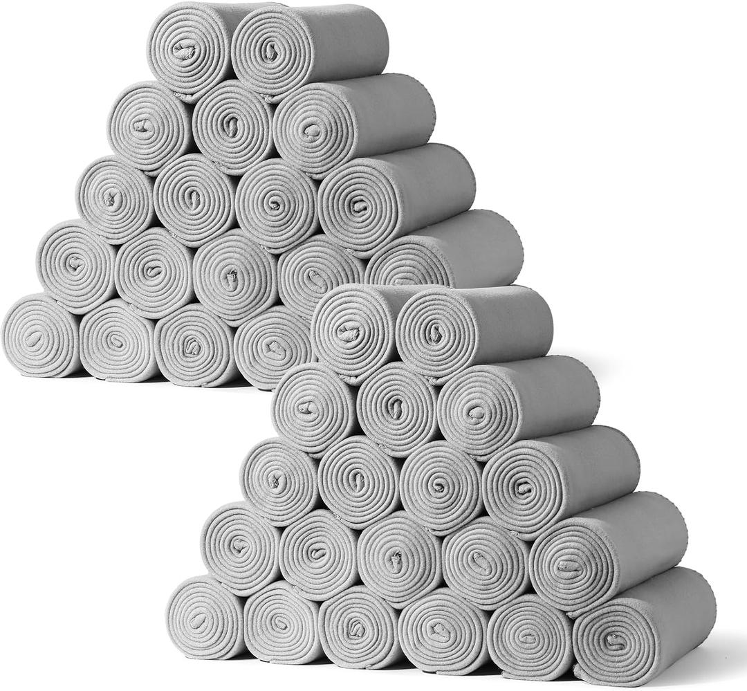 40PCS Gray Blankets Bulk 50 X 60, Soft Lightweight Throw Blanket Kit Cozy Blankets Bulk for Bed Sofa Couch Warm Pet Fleece Blanket Set for Wedding Homeless Home Office Travel Gift for Seasons