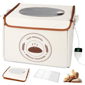 Bread Proofing Box with 6 Temperature Settings(50-122) & 48H Timer, Foldable Dough Proofer with Metal Rack, Folding Sourdough Proofing Box for Bread Baking, Pizza, Yogurt, Kombucha, Wine