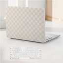 for MacBook Air 13.6 inch Case 2022-2026 M5 M4 A3240 M3 A3113 M2 A2681,Checkered Textured Cream Leather Hard Shell Case No Logo Cutout&Keyboard Cover for Mac Air 13.6 Laptop,Beige Checkerboard