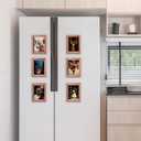 6PCS Christmas Fridge Magnet Cute Elk with Santa Claus Wood Magnets Art Frame Designs Decorations for Refrigerator Garage Door or Car Removable Indoor Outdoor Magnetic Decals